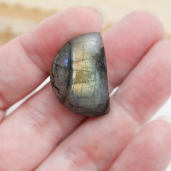 Labradorite Crystal 1/2 Moon Cabochon - Picture 2 of 13